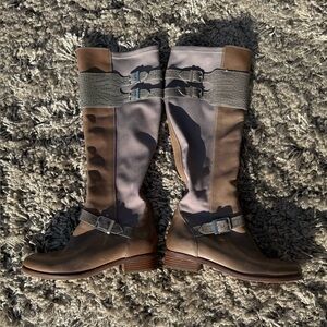 Cole Haan Tan Brown and Gray Knee-High Boots - size 8